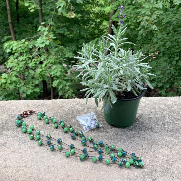 3-Layer Pave Beaded Necklace & Earrings Set - Picture 2 of 5